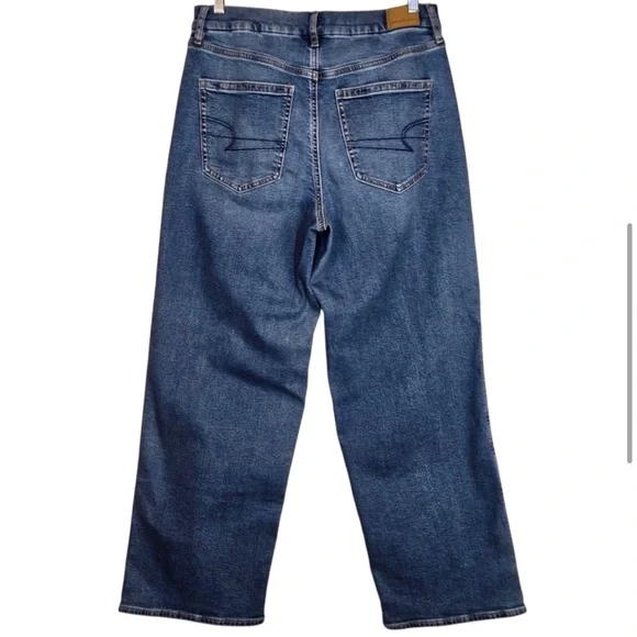 American Eagle Stretch Curvy Super High Rise Baggy Straight Jeans 10 Regular - Picture 6 of 6